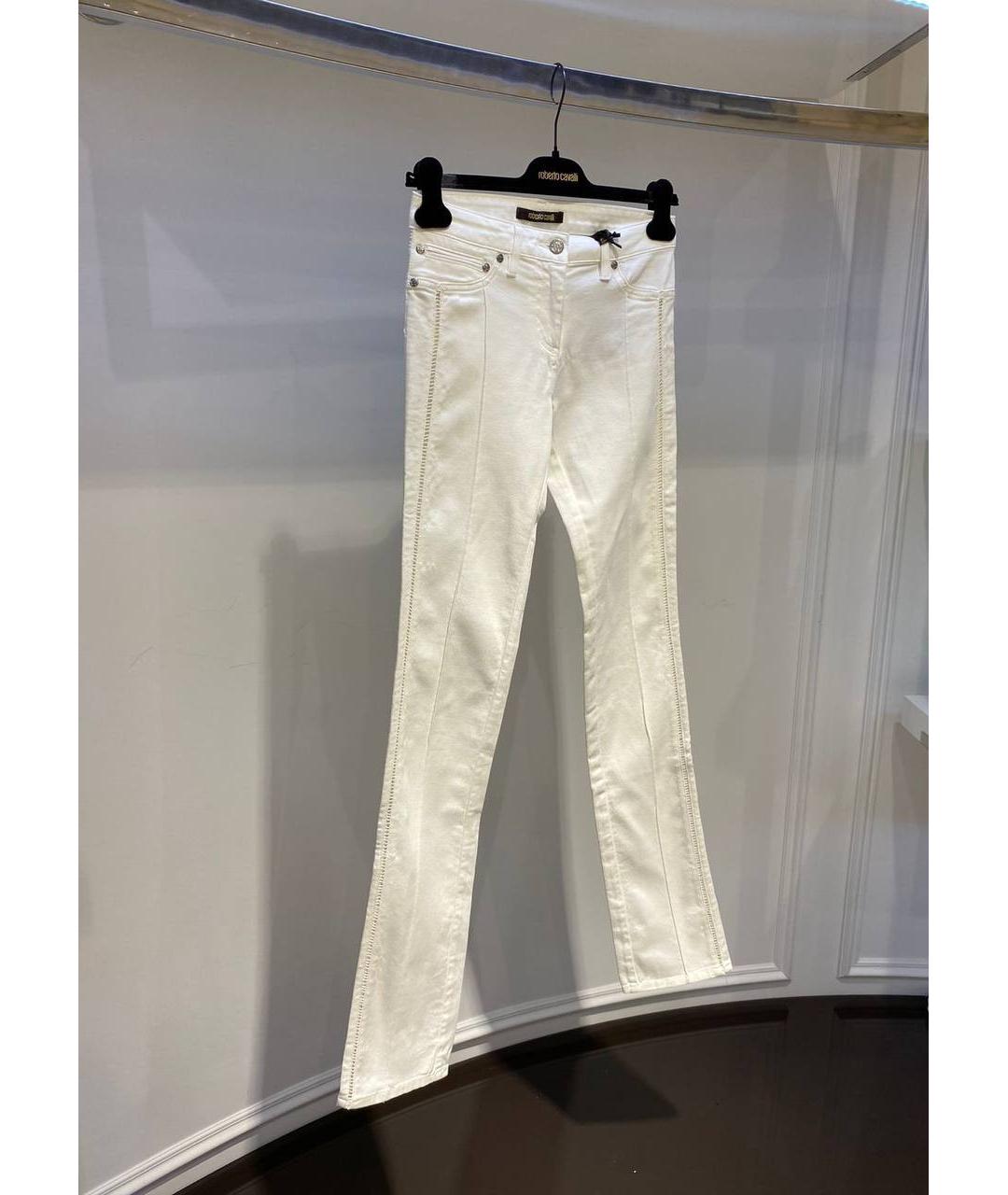 ROBERTO CAVALLI Белые хлопковые прямые джинсы, фото 2