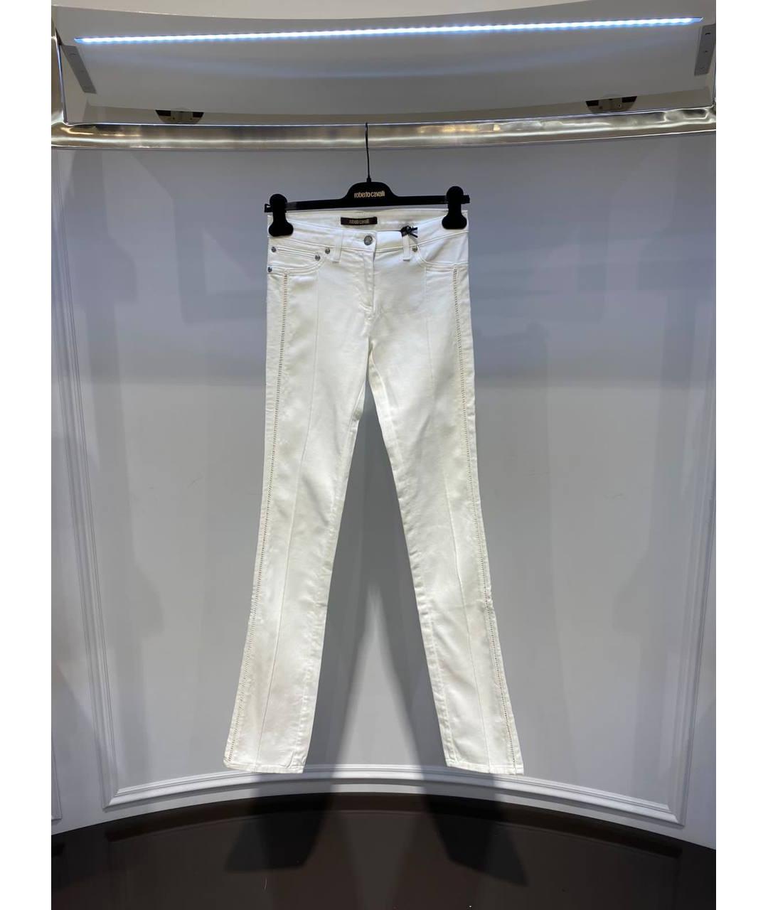 ROBERTO CAVALLI Белые хлопковые прямые джинсы, фото 4