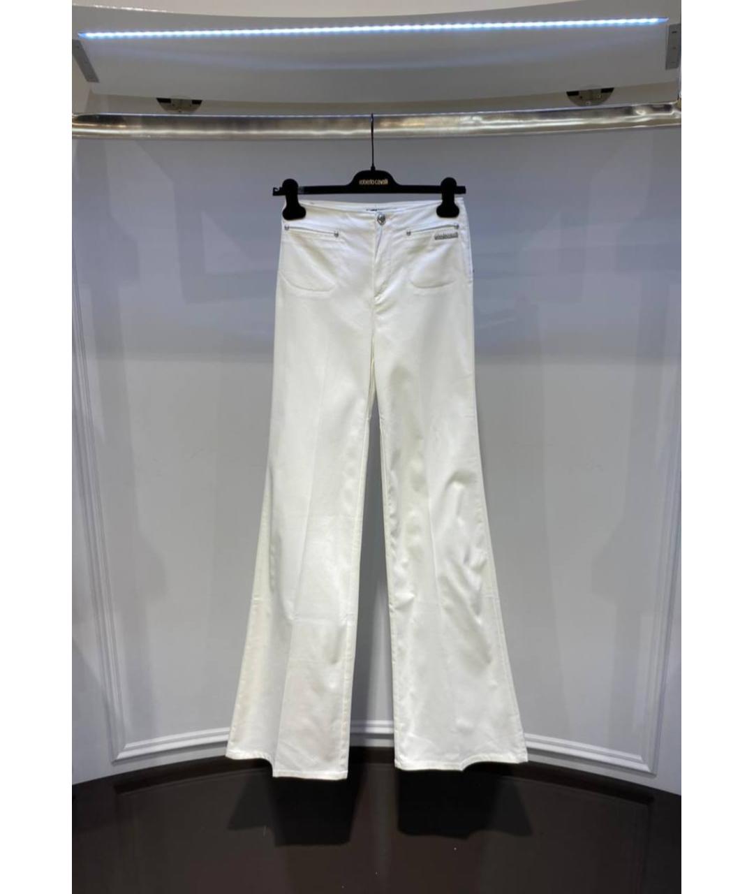 ROBERTO CAVALLI Белые хлопковые джинсы клеш, фото 4