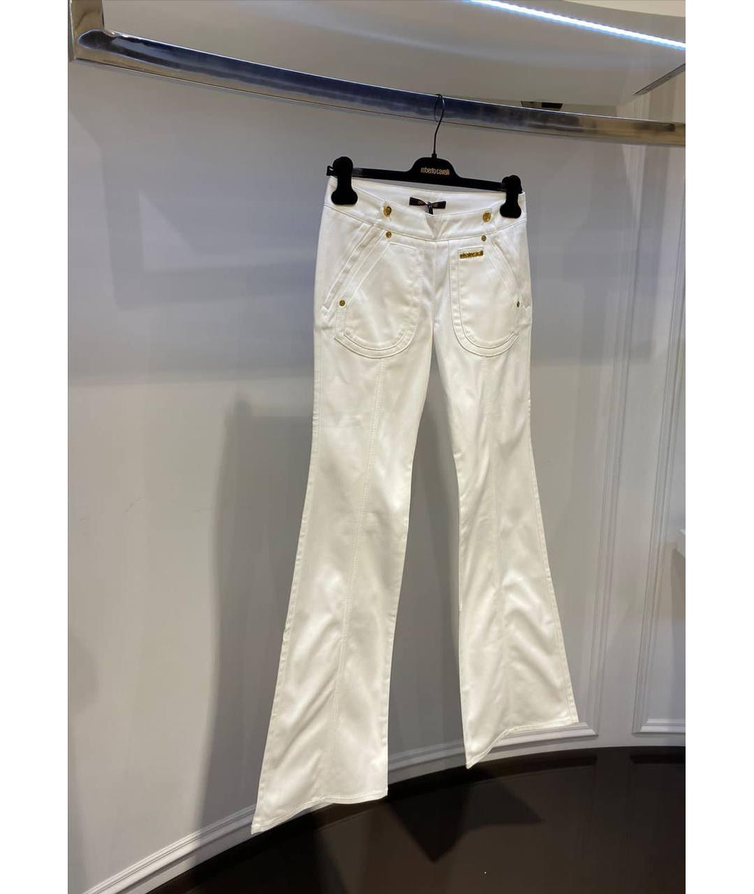 ROBERTO CAVALLI Белые хлопковые джинсы клеш, фото 2