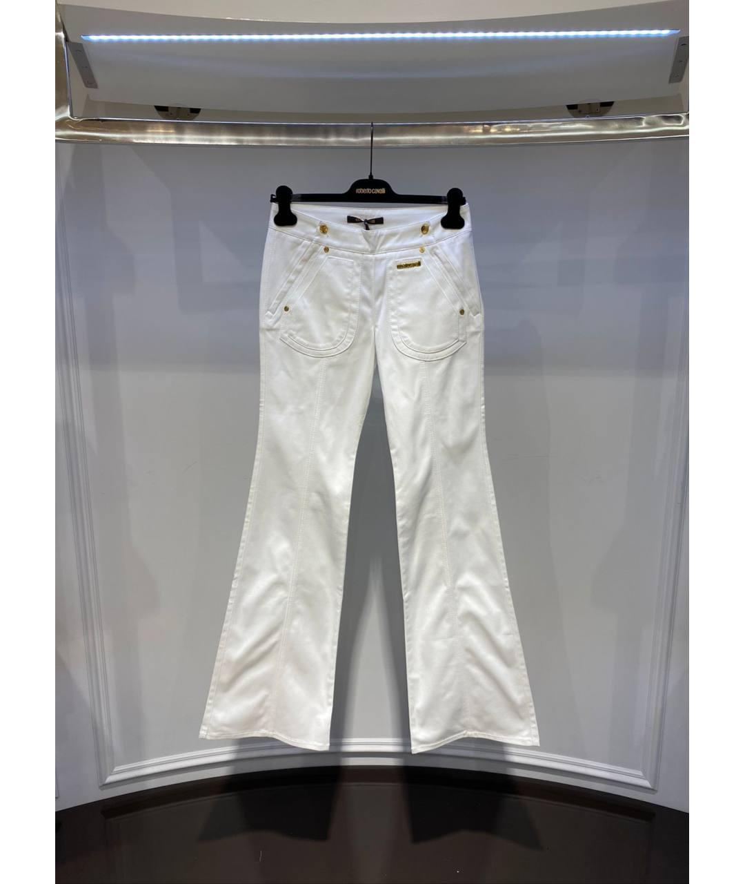 ROBERTO CAVALLI Белые хлопковые джинсы клеш, фото 4