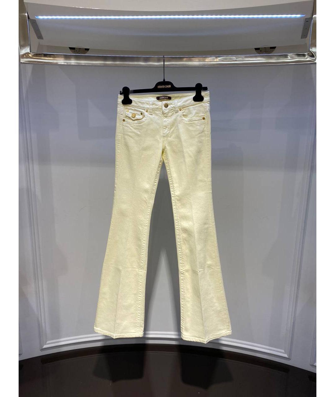 ROBERTO CAVALLI Бежевые хлопковые джинсы клеш, фото 4