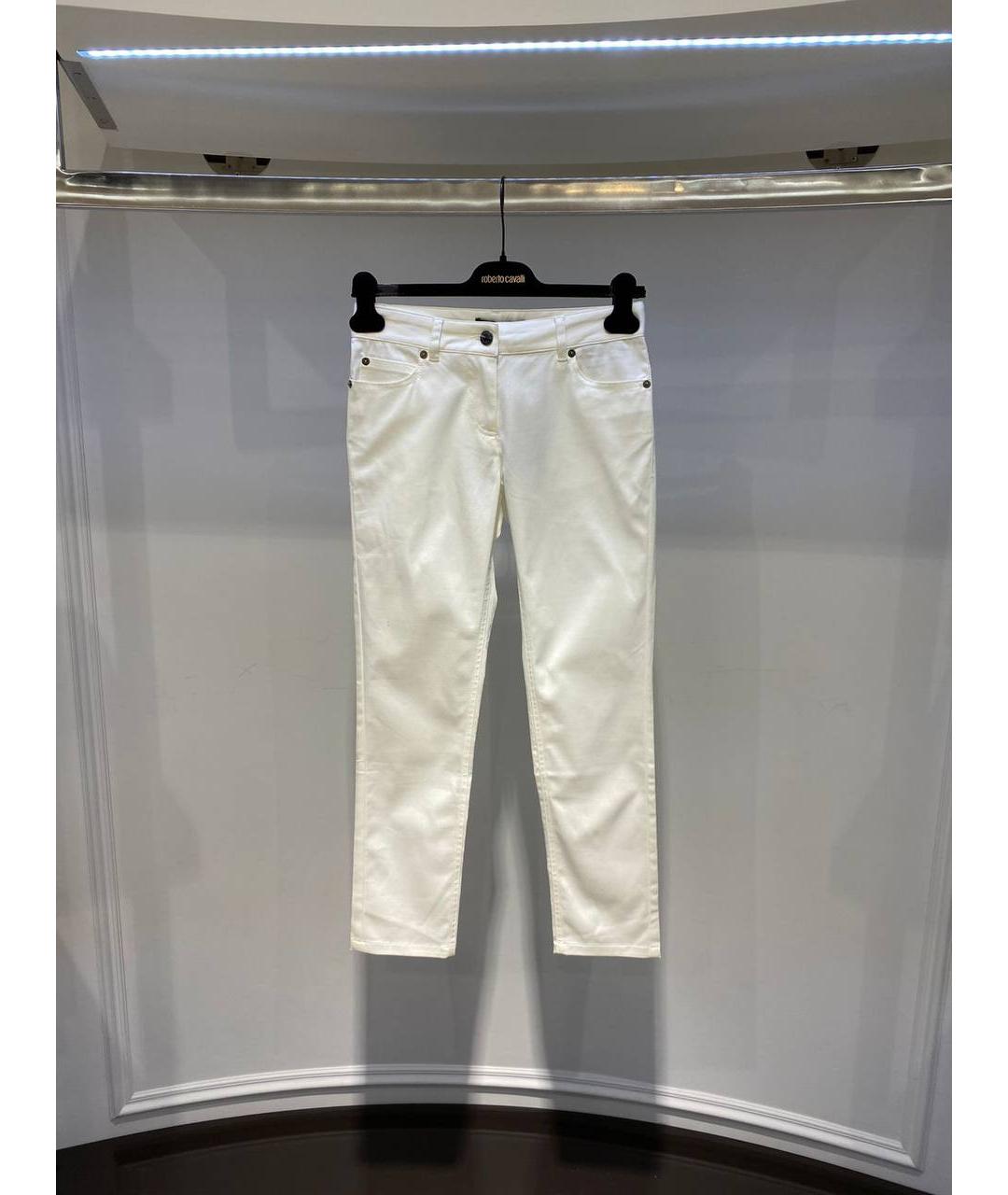 ROBERTO CAVALLI Белые хлопковые прямые джинсы, фото 4