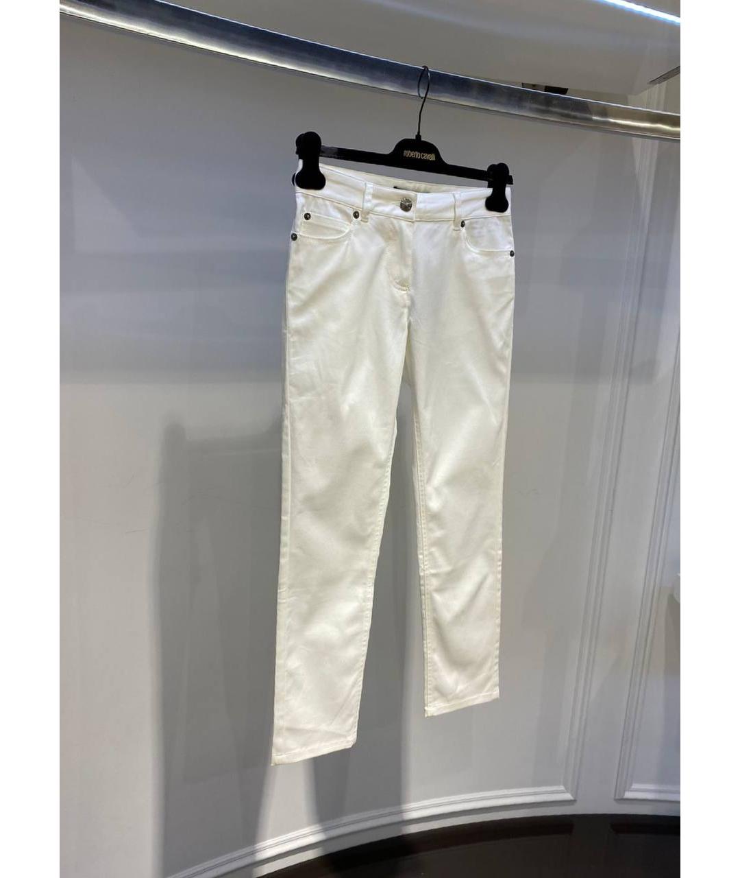 ROBERTO CAVALLI Белые хлопковые прямые джинсы, фото 2