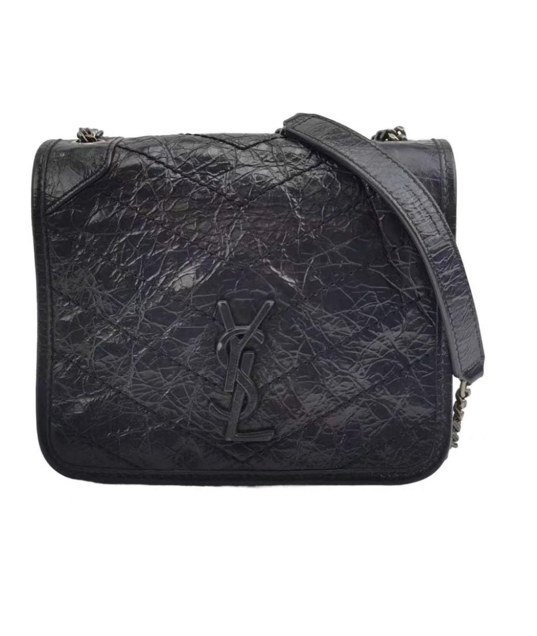 SAINT LAURENT Черная кожаная сумка через плечо, фото 1