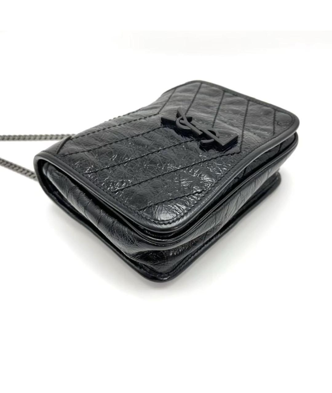 SAINT LAURENT Черная кожаная сумка через плечо, фото 2