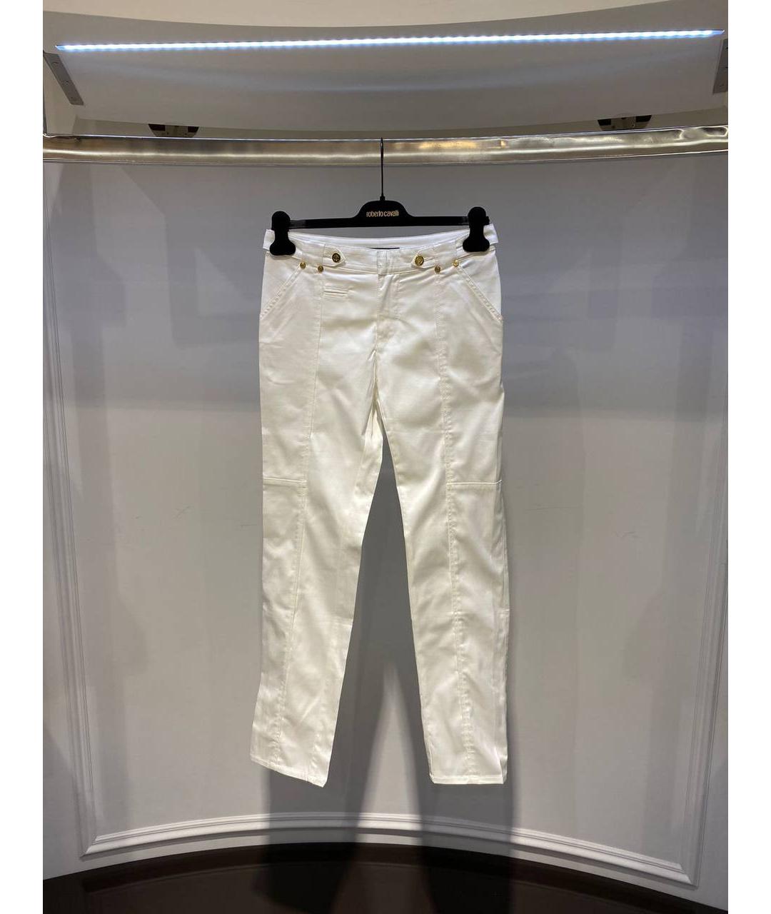ROBERTO CAVALLI Белые хлопковые прямые джинсы, фото 4