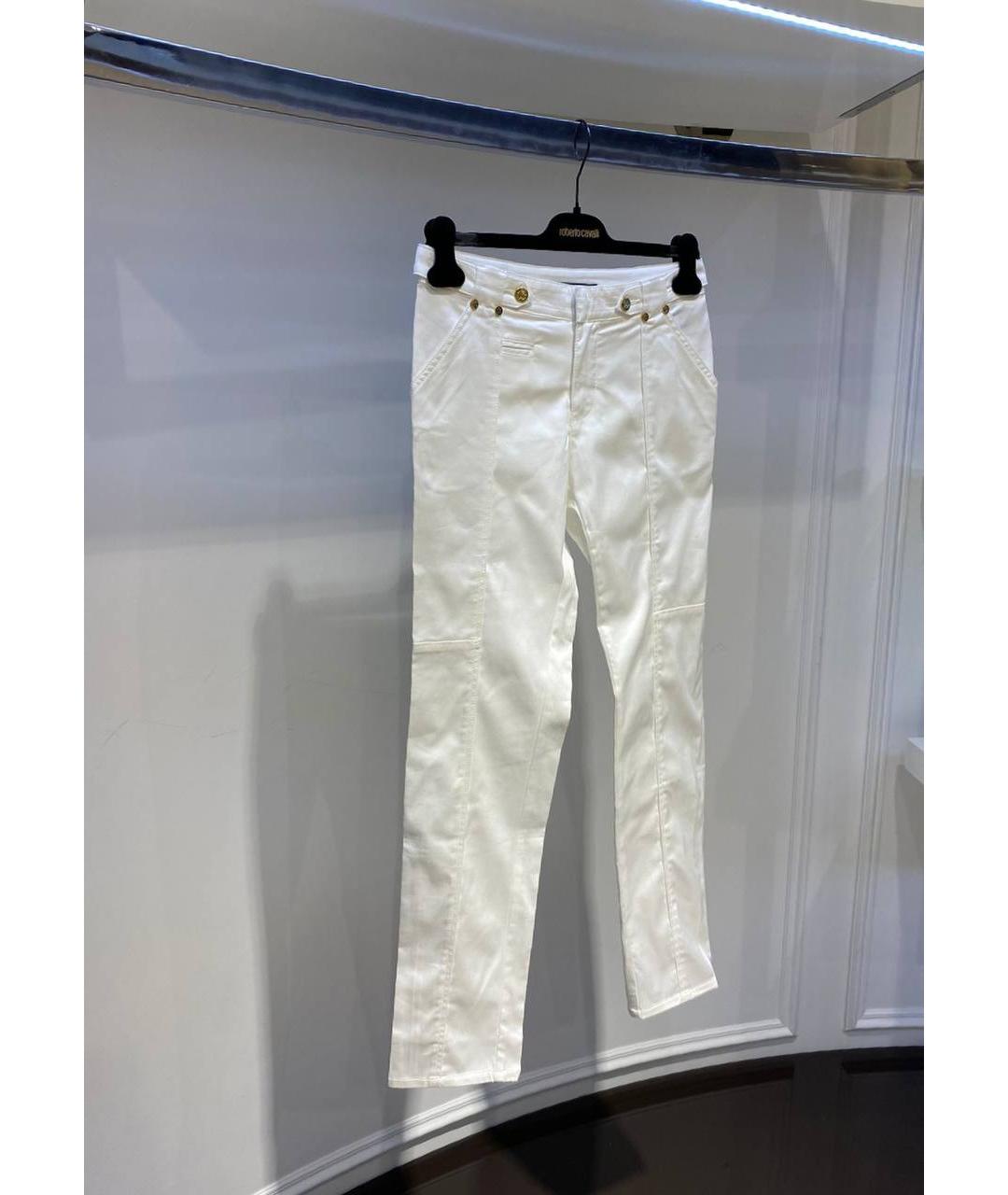 ROBERTO CAVALLI Белые хлопковые прямые джинсы, фото 2