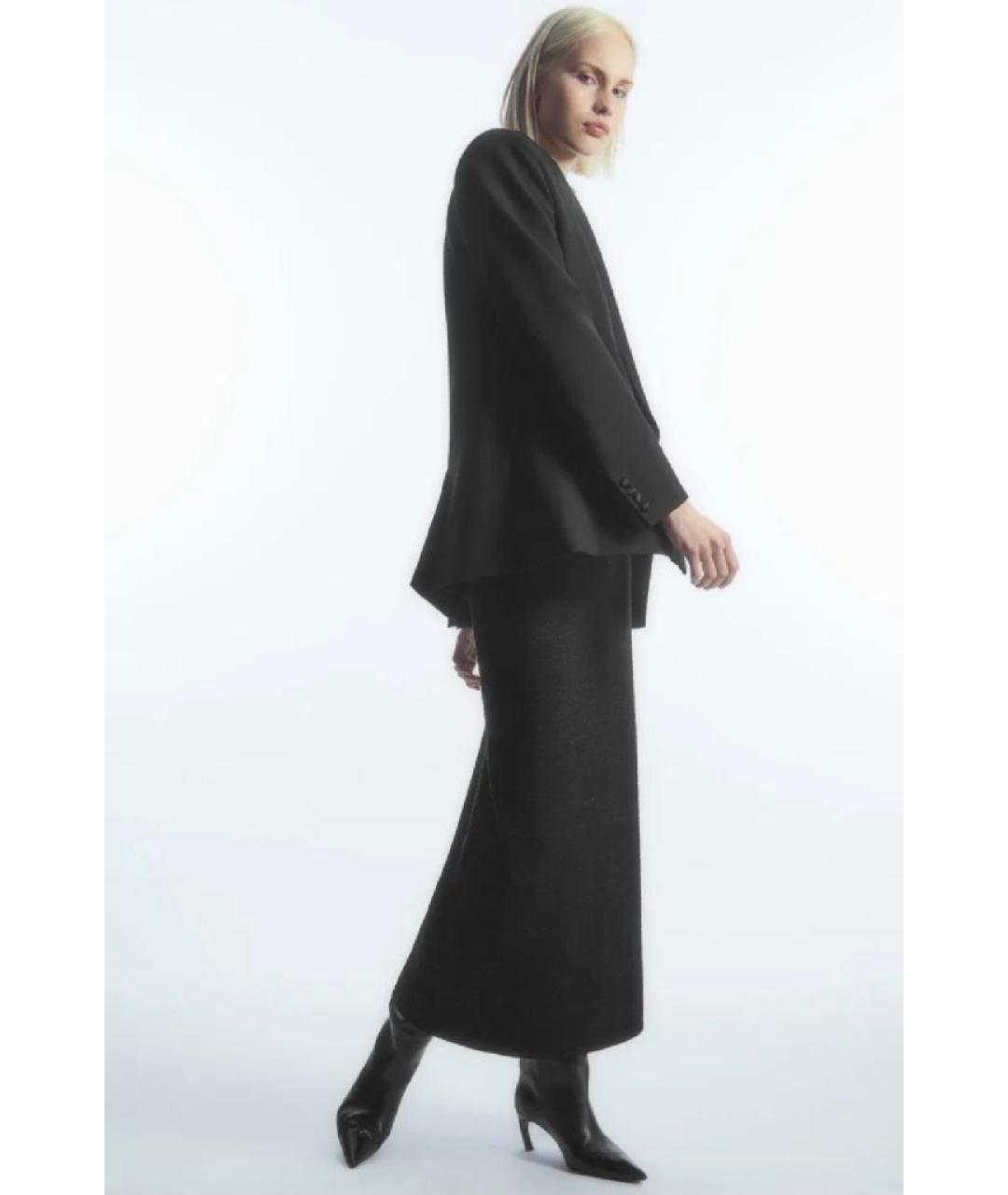 COS Черная вискозная юбка миди, фото 5