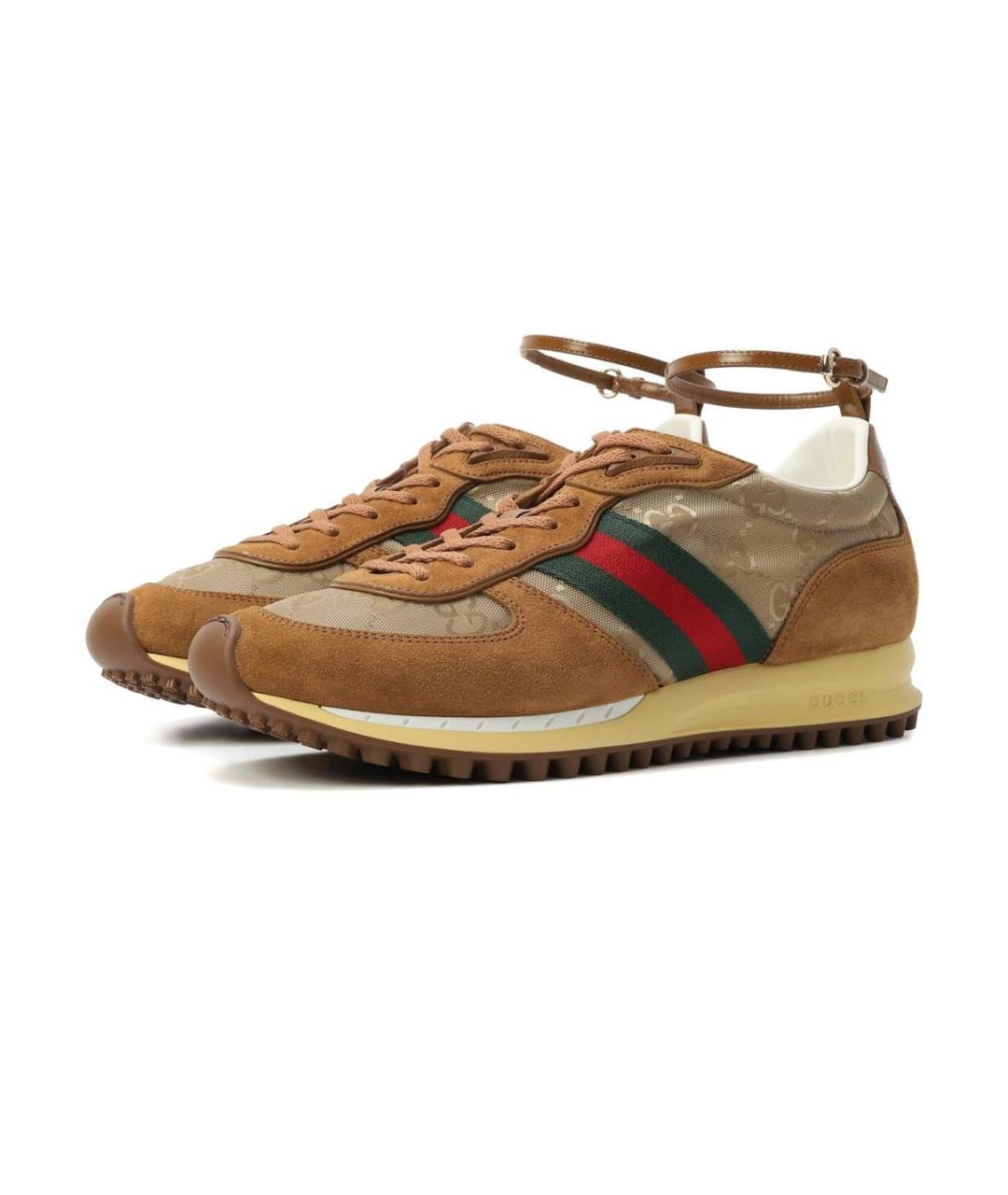 GUCCI Коричневые замшевые кроссовки, фото 2