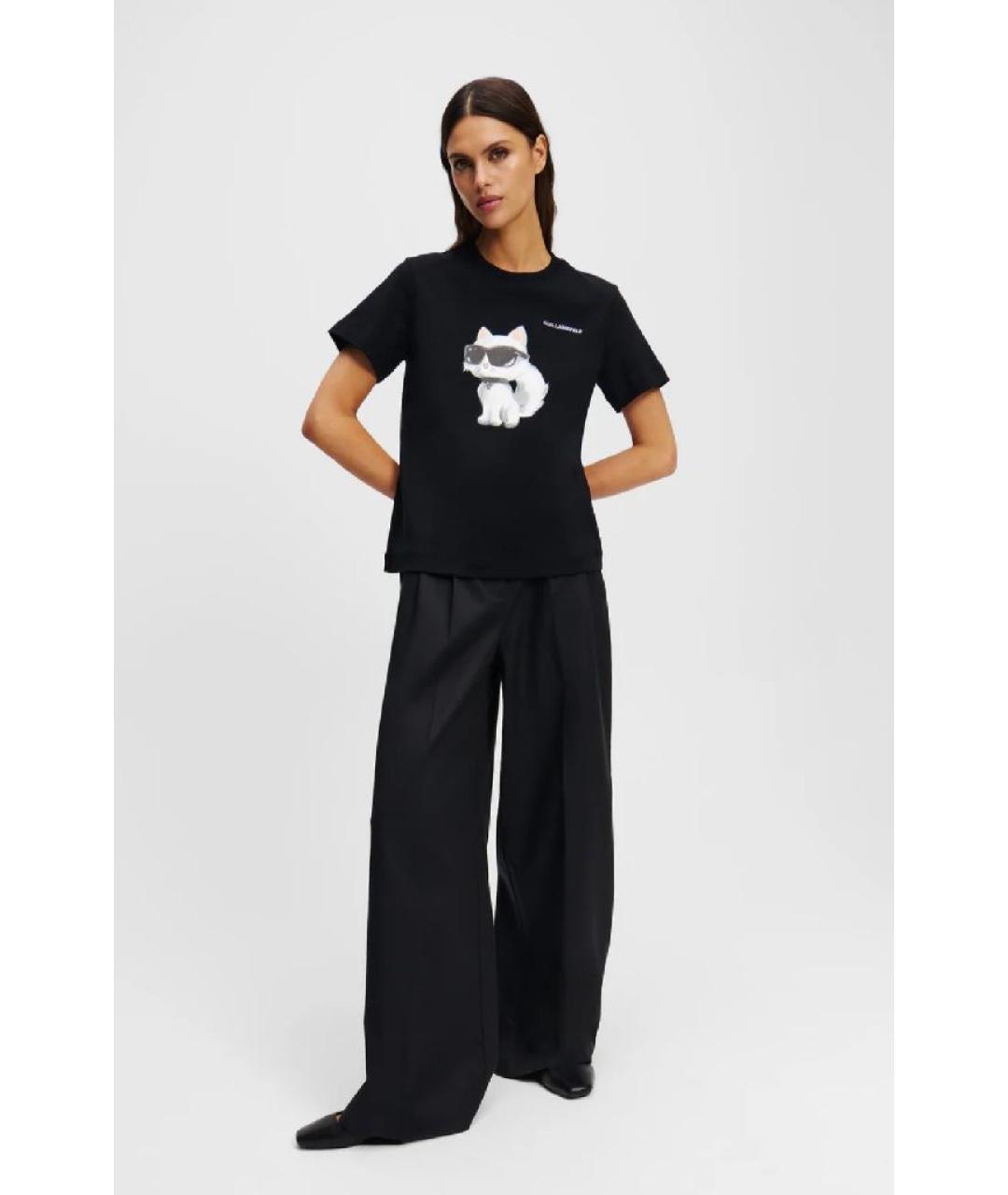 KARL LAGERFELD Черная хлопковая футболка, фото 5