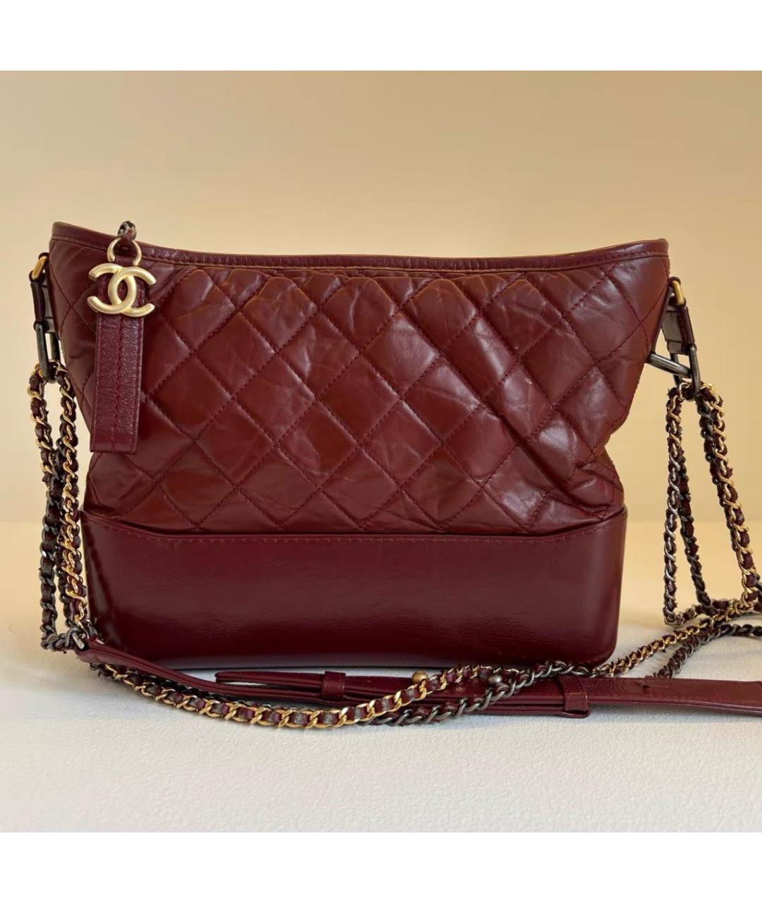 CHANEL Бордовая кожаная сумка через плечо, фото 6