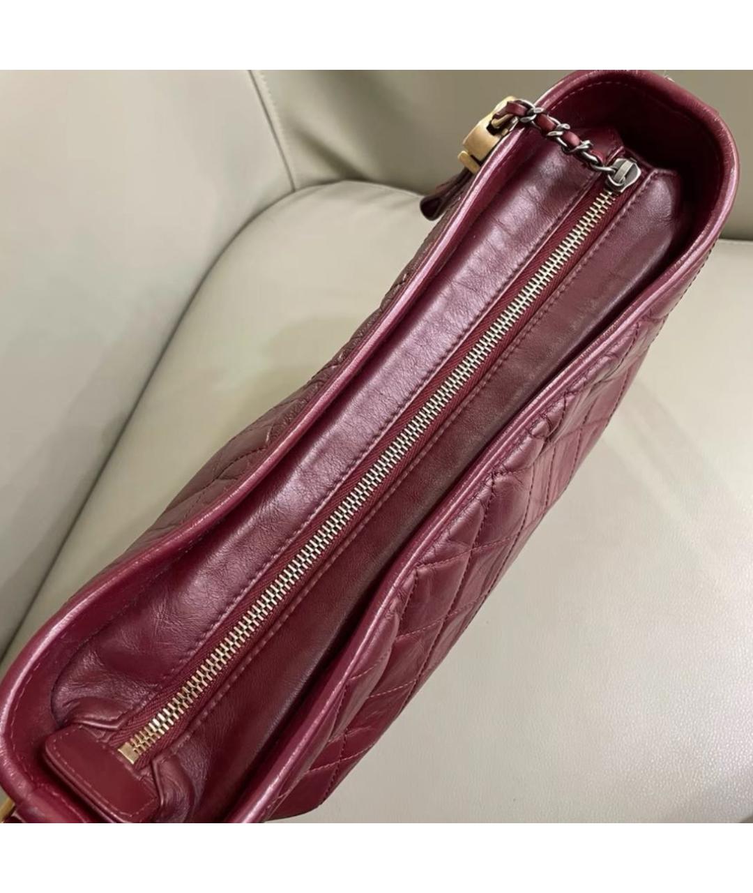CHANEL Бордовая кожаная сумка через плечо, фото 3
