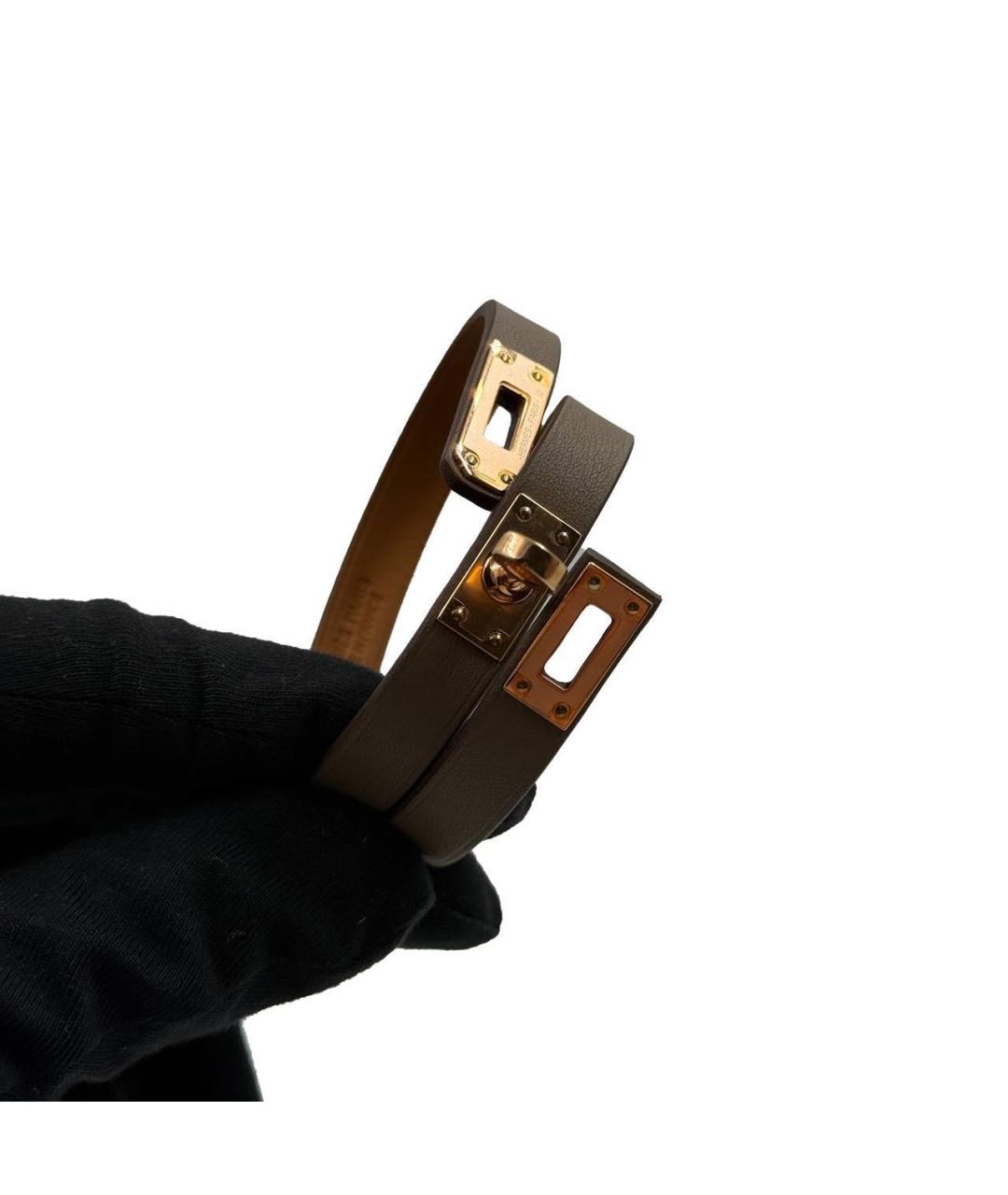 HERMES Черный кожаный браслет, фото 2