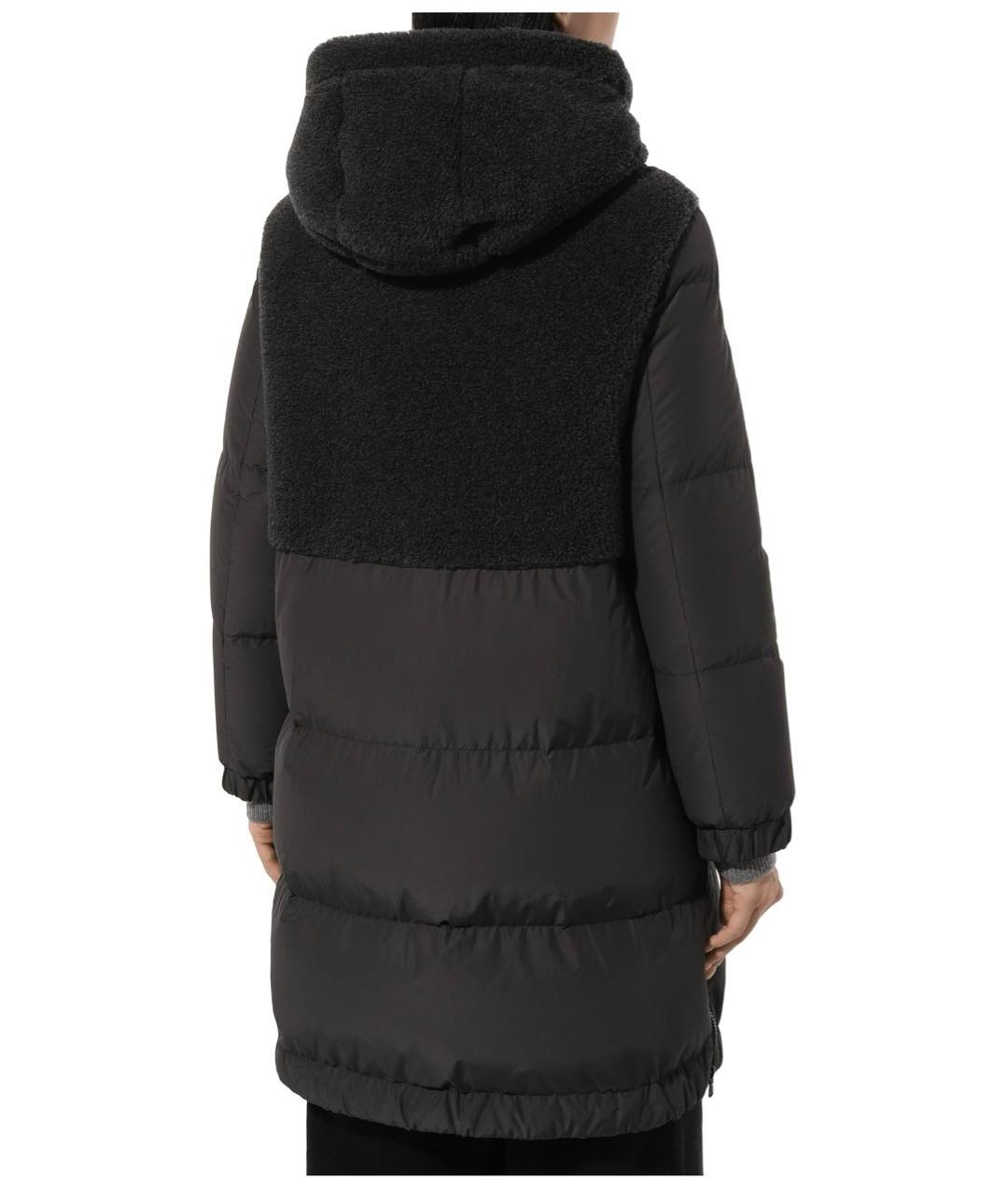 BRUNELLO CUCINELLI Антрацитовый полиэстеровый пуховик, фото 2