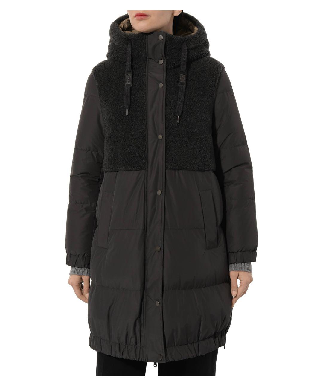 BRUNELLO CUCINELLI Антрацитовый полиэстеровый пуховик, фото 6