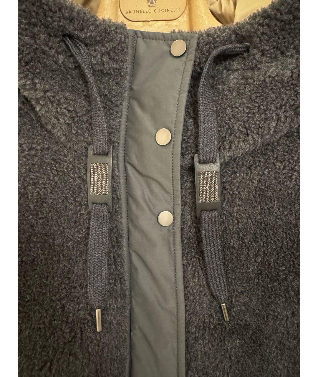 BRUNELLO CUCINELLI Антрацитовый полиэстеровый пуховик, фото 4