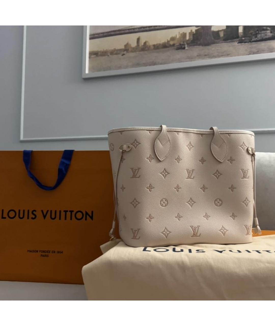 LOUIS VUITTON Бежевая кожаная сумка тоут, фото 2