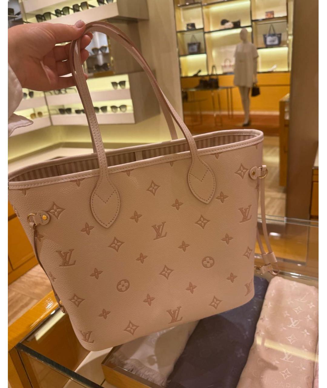 LOUIS VUITTON Бежевая кожаная сумка тоут, фото 3