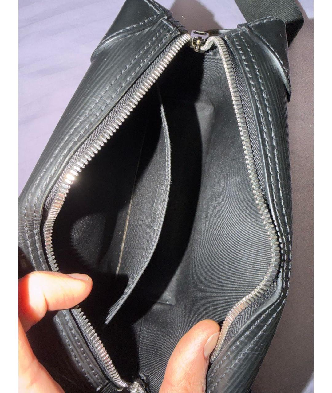LOUIS VUITTON Черная кожаная сумка на плечо, фото 7
