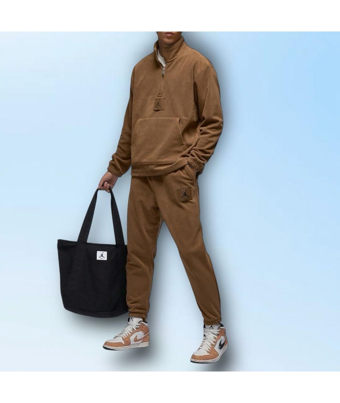 JORDAN Коричневые хлопковые повседневные брюки, фото 6