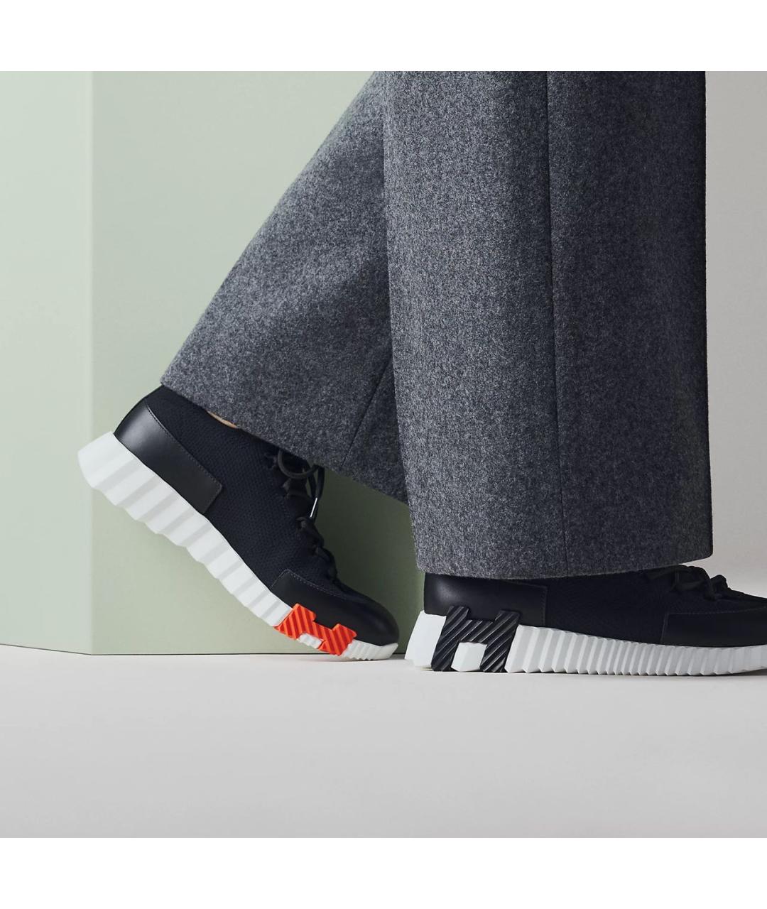 HERMES Черные кожаные низкие кроссовки / кеды, фото 6