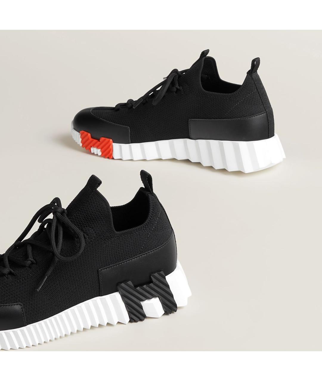 HERMES Черные кожаные низкие кроссовки / кеды, фото 4