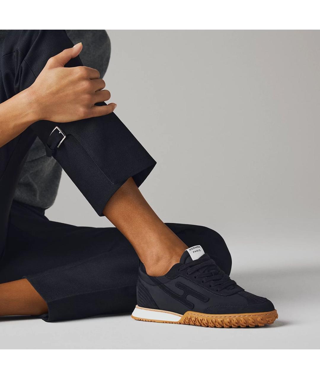 HERMES Черные кожаные низкие кроссовки / кеды, фото 6