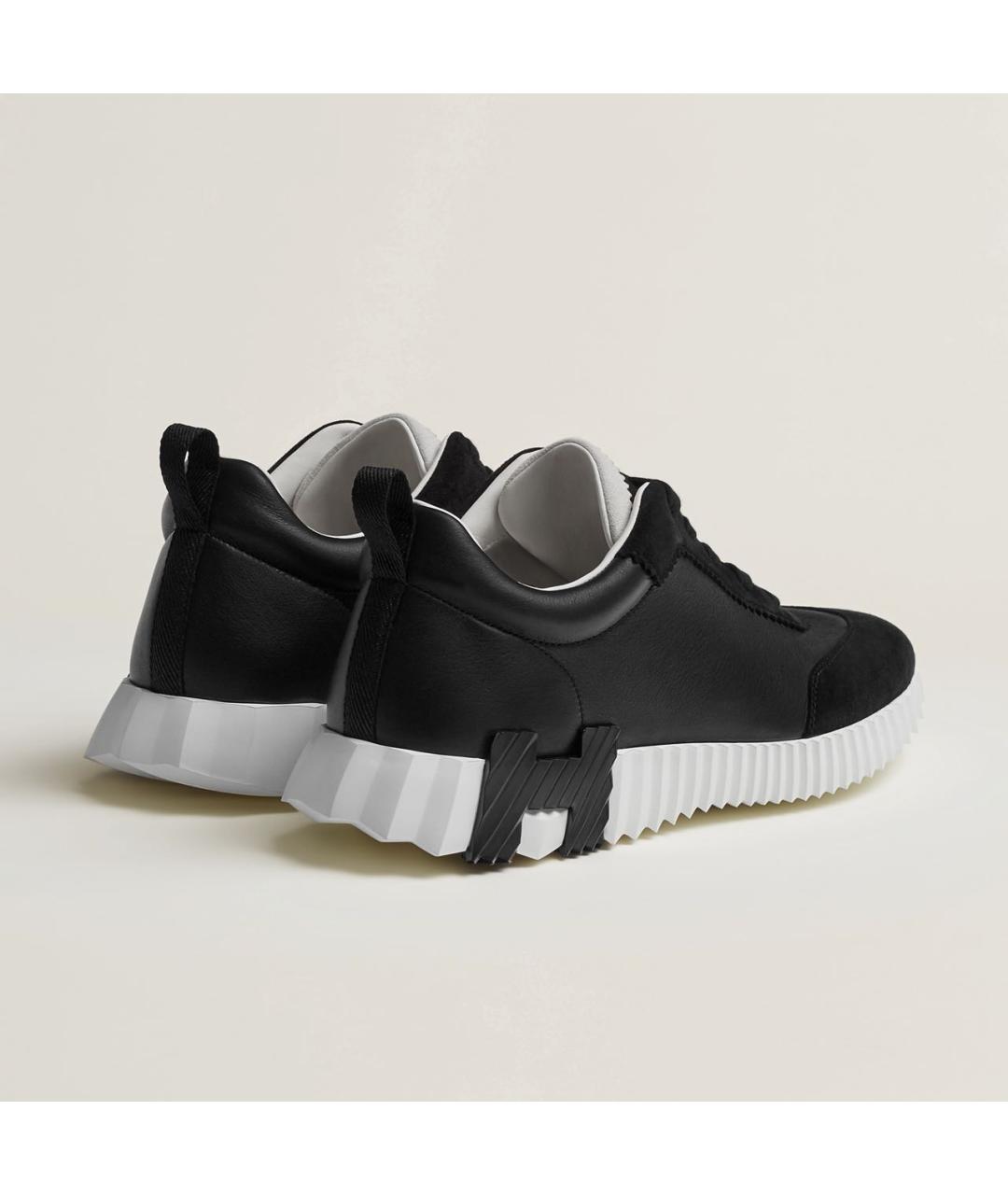 HERMES Черные кожаные низкие кроссовки / кеды, фото 4