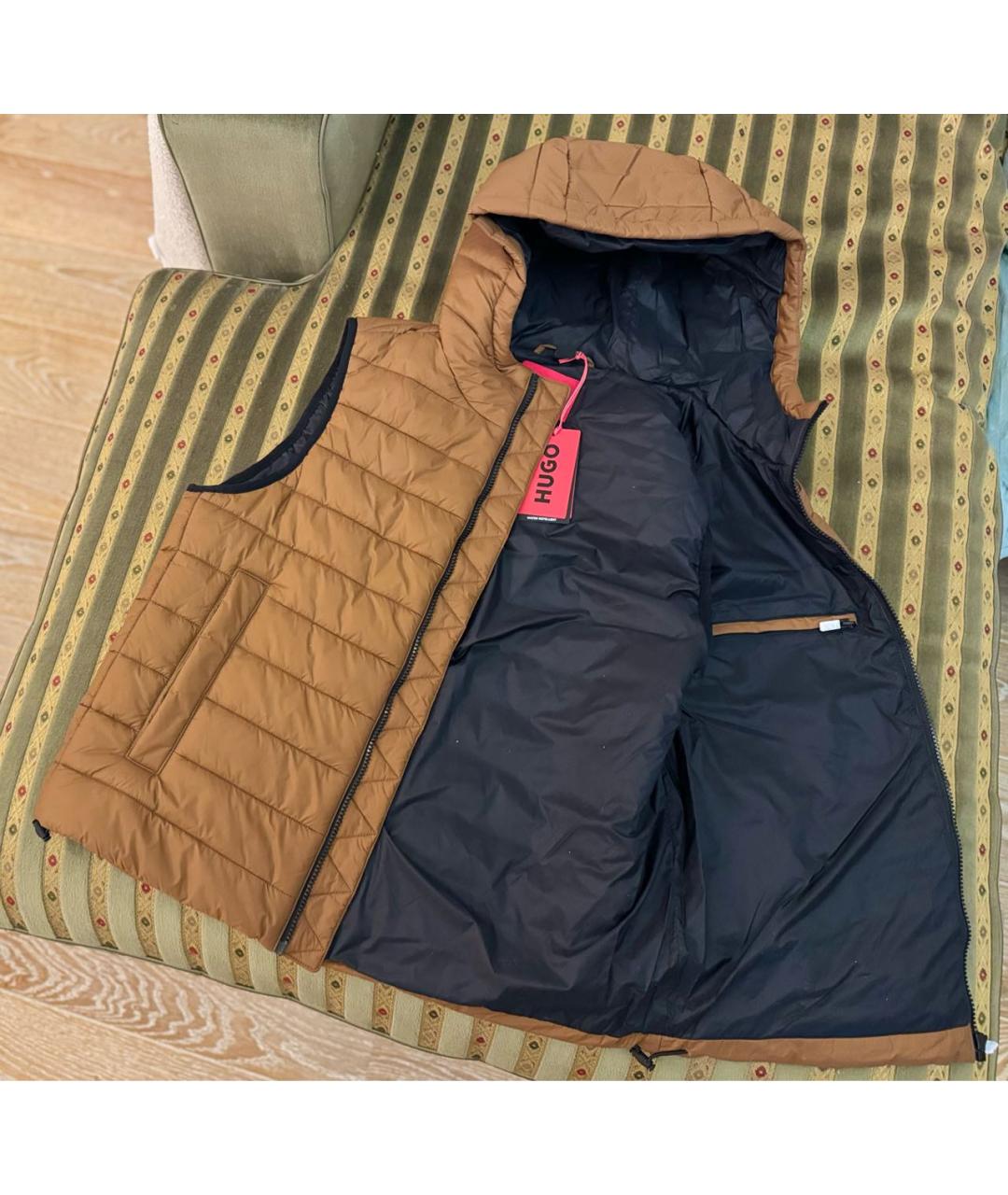 HUGO Коричневый полиэстеровый жилет, фото 5