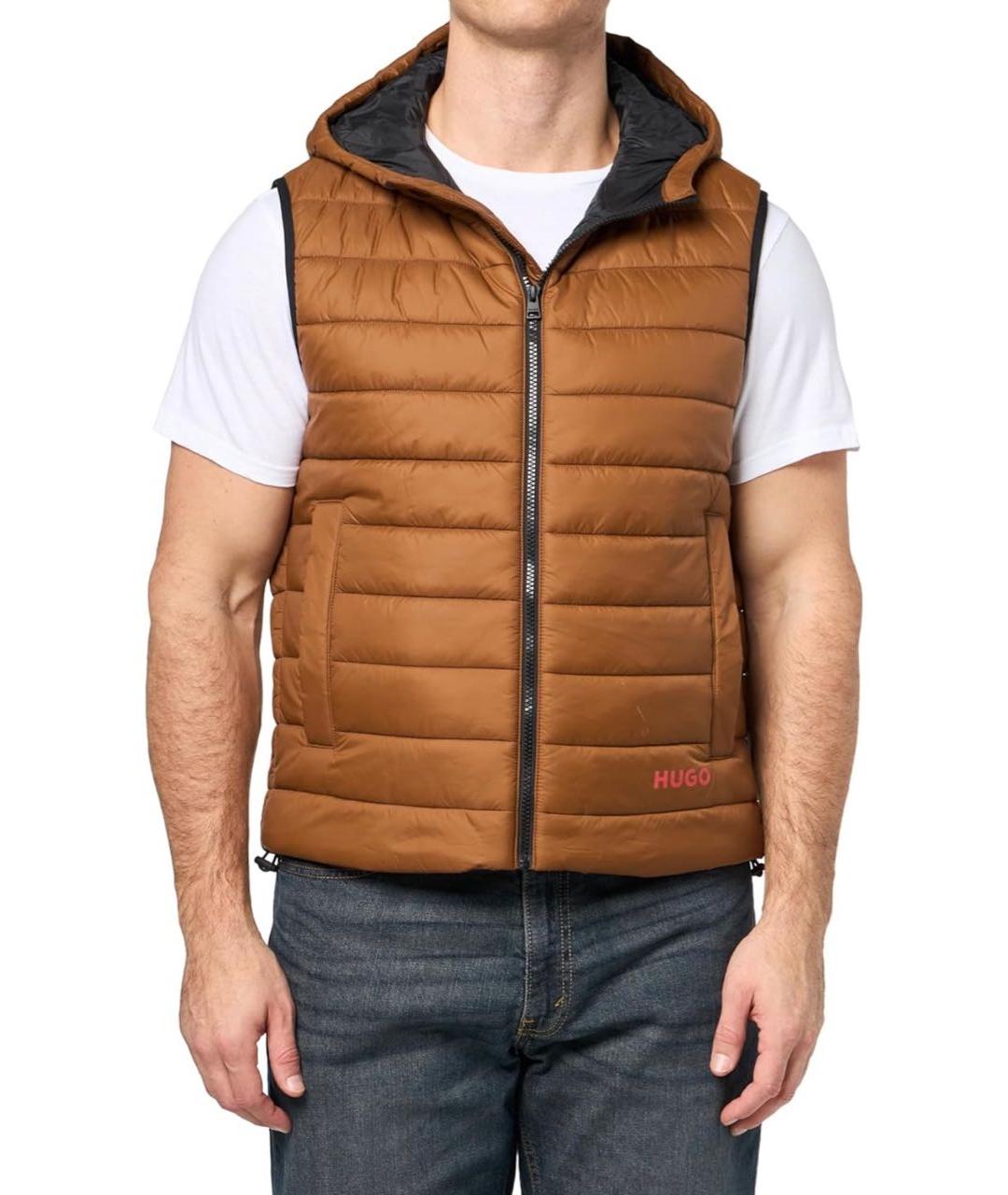 HUGO Коричневый полиэстеровый жилет, фото 2