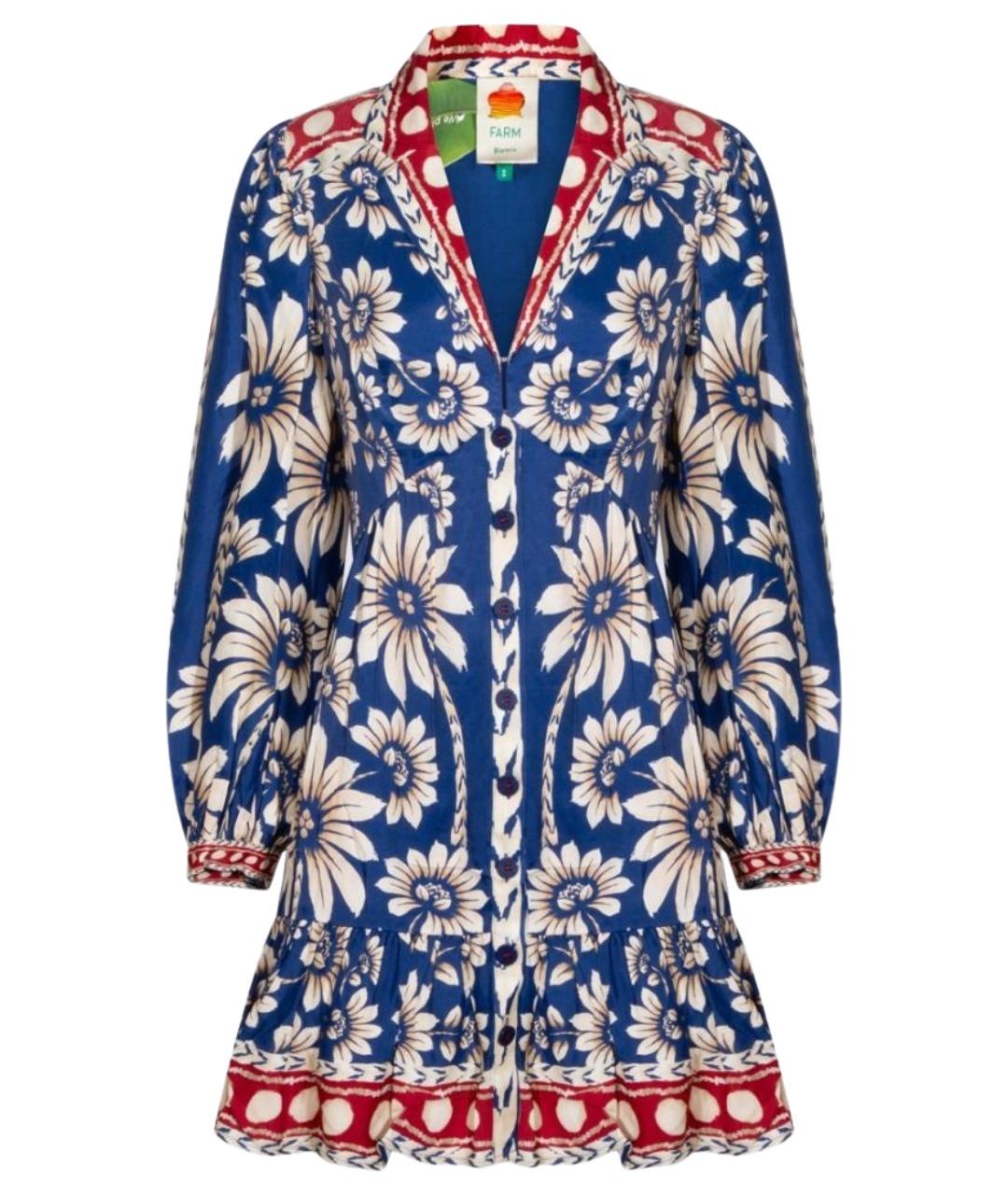 FARM RIO Синее вискозное платье, фото 1