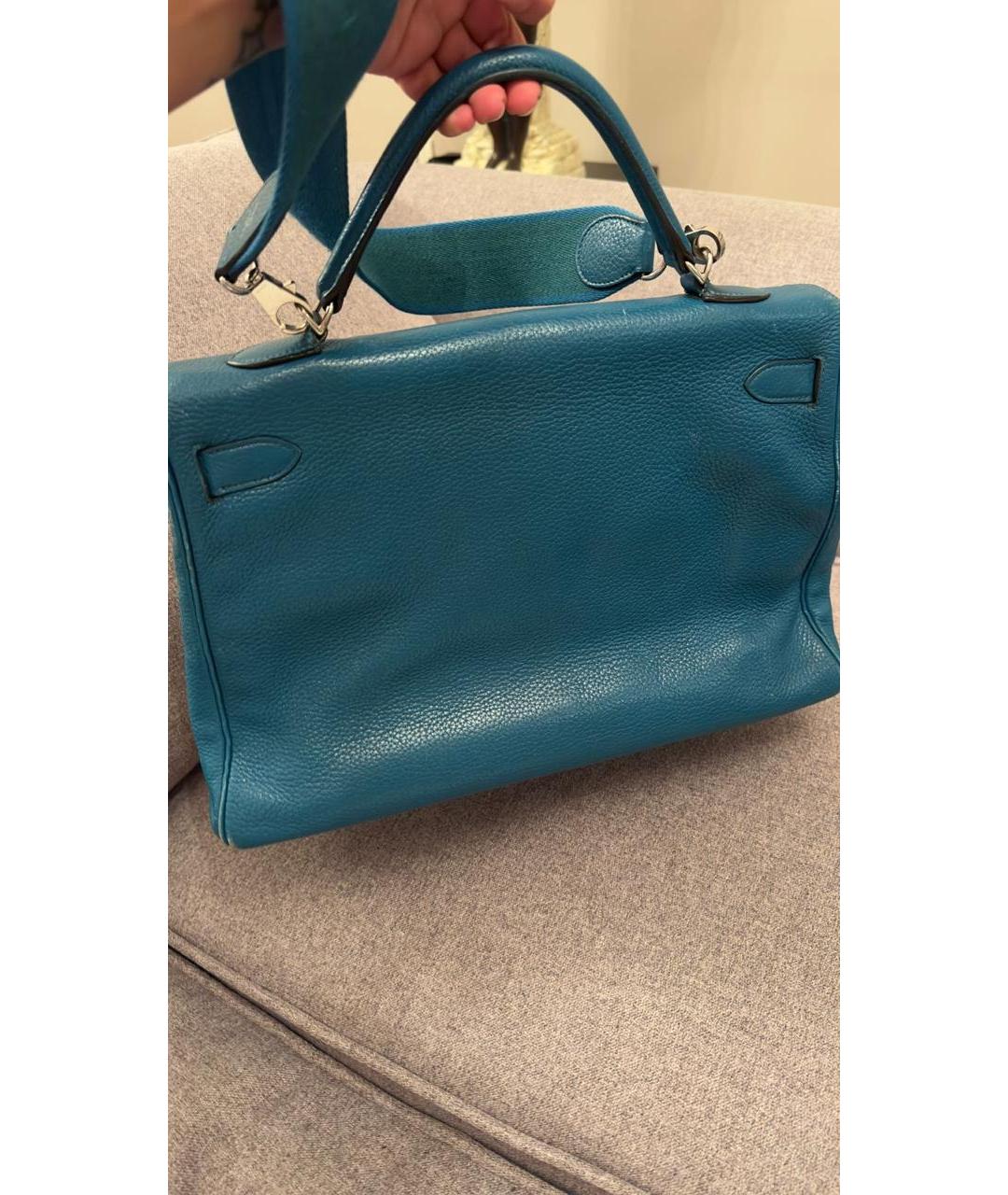 HERMES Зеленая кожаная сумка с короткими ручками, фото 3