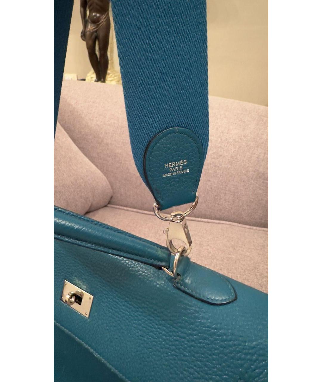 HERMES Зеленая кожаная сумка с короткими ручками, фото 2