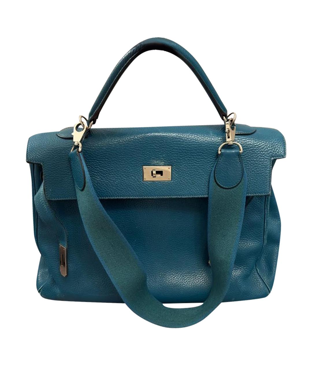 HERMES Зеленая кожаная сумка с короткими ручками, фото 1