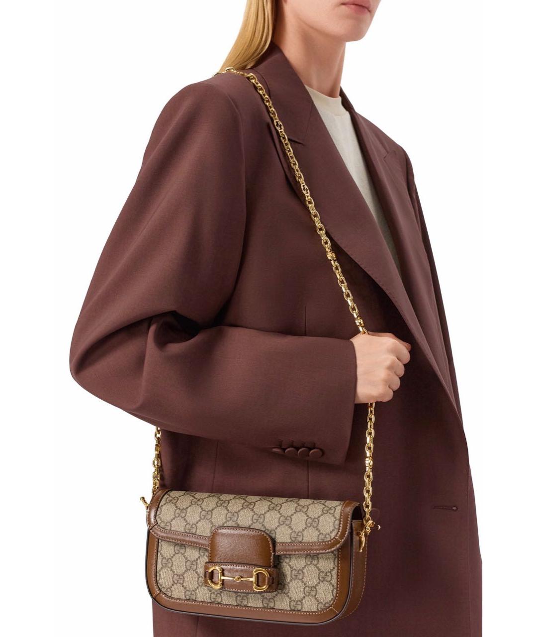 GUCCI Бежевая кожаная сумка через плечо, фото 2