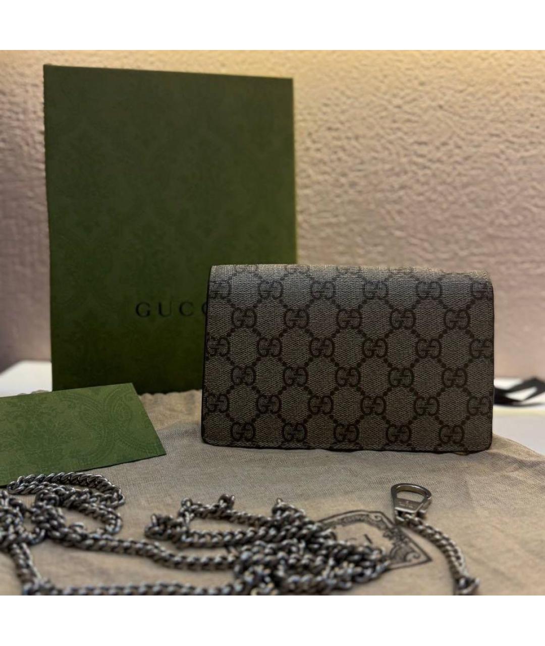 GUCCI Коричневая кожаная сумка через плечо, фото 3