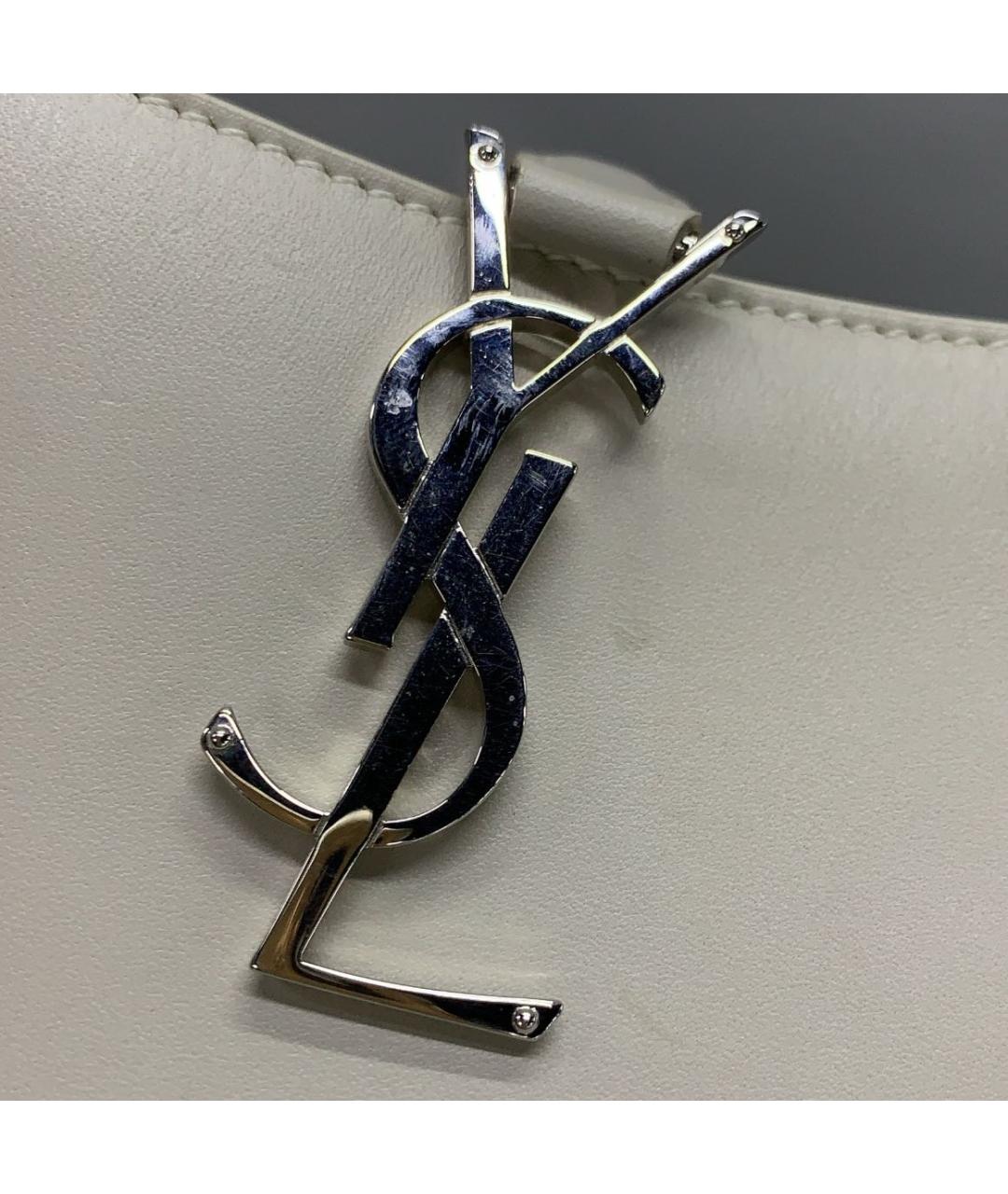 SAINT LAURENT Белая кожаная сумка через плечо, фото 5