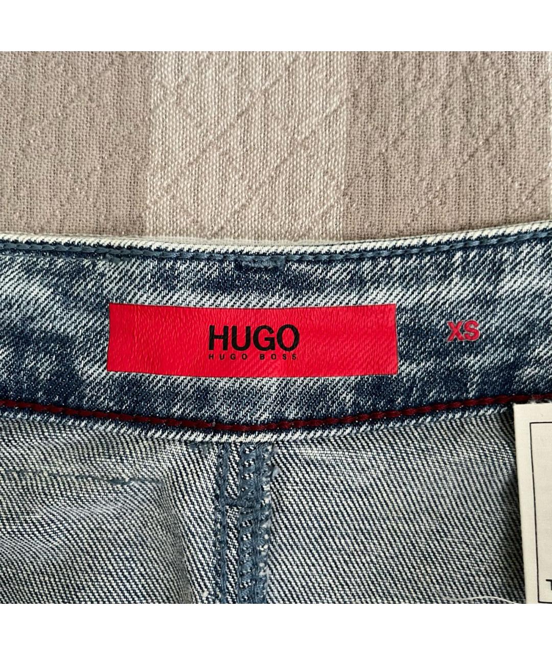 HUGO BOSS Голубая хлопко-эластановая юбка миди, фото 6