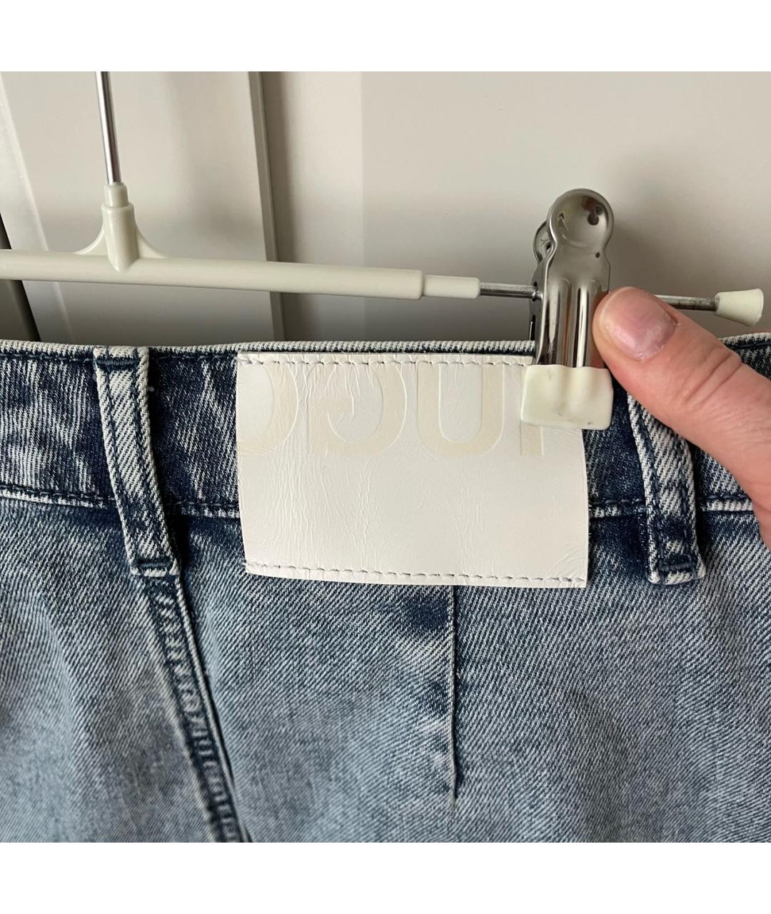 HUGO BOSS Голубая хлопко-эластановая юбка миди, фото 4