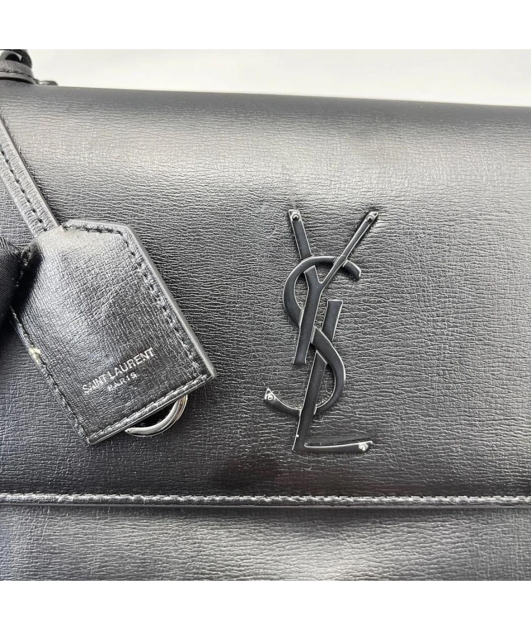 SAINT LAURENT Черная кожаная сумка через плечо, фото 5