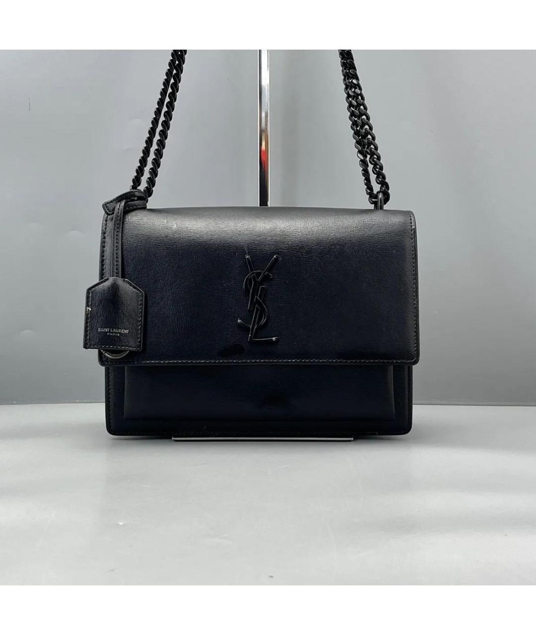 SAINT LAURENT Черная кожаная сумка через плечо, фото 2