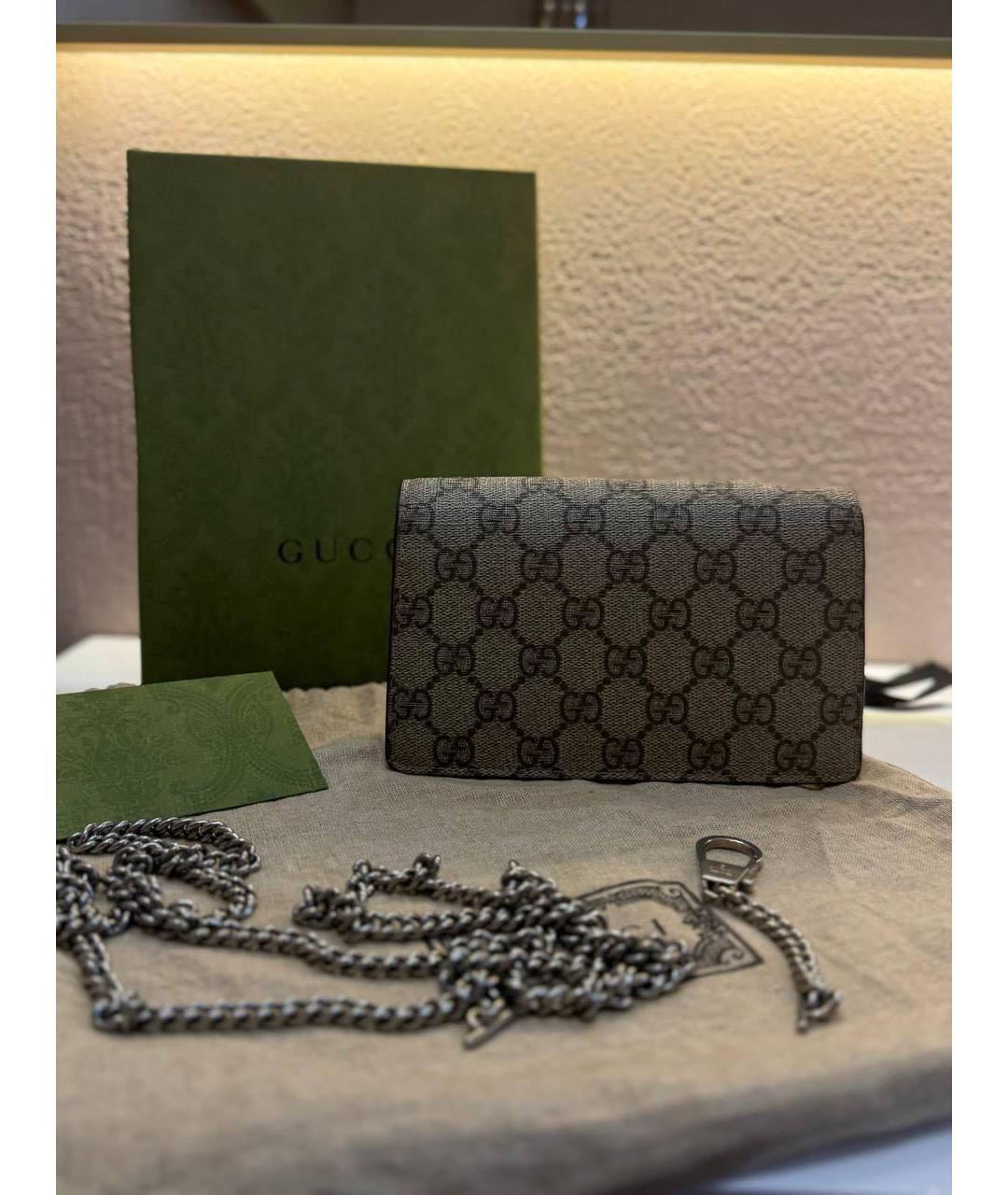 GUCCI Коричневая кожаная сумка через плечо, фото 3