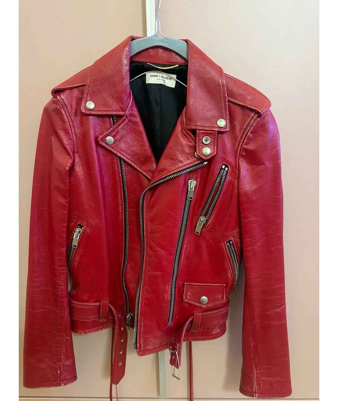 SAINT LAURENT Красная кожаная куртка, фото 4