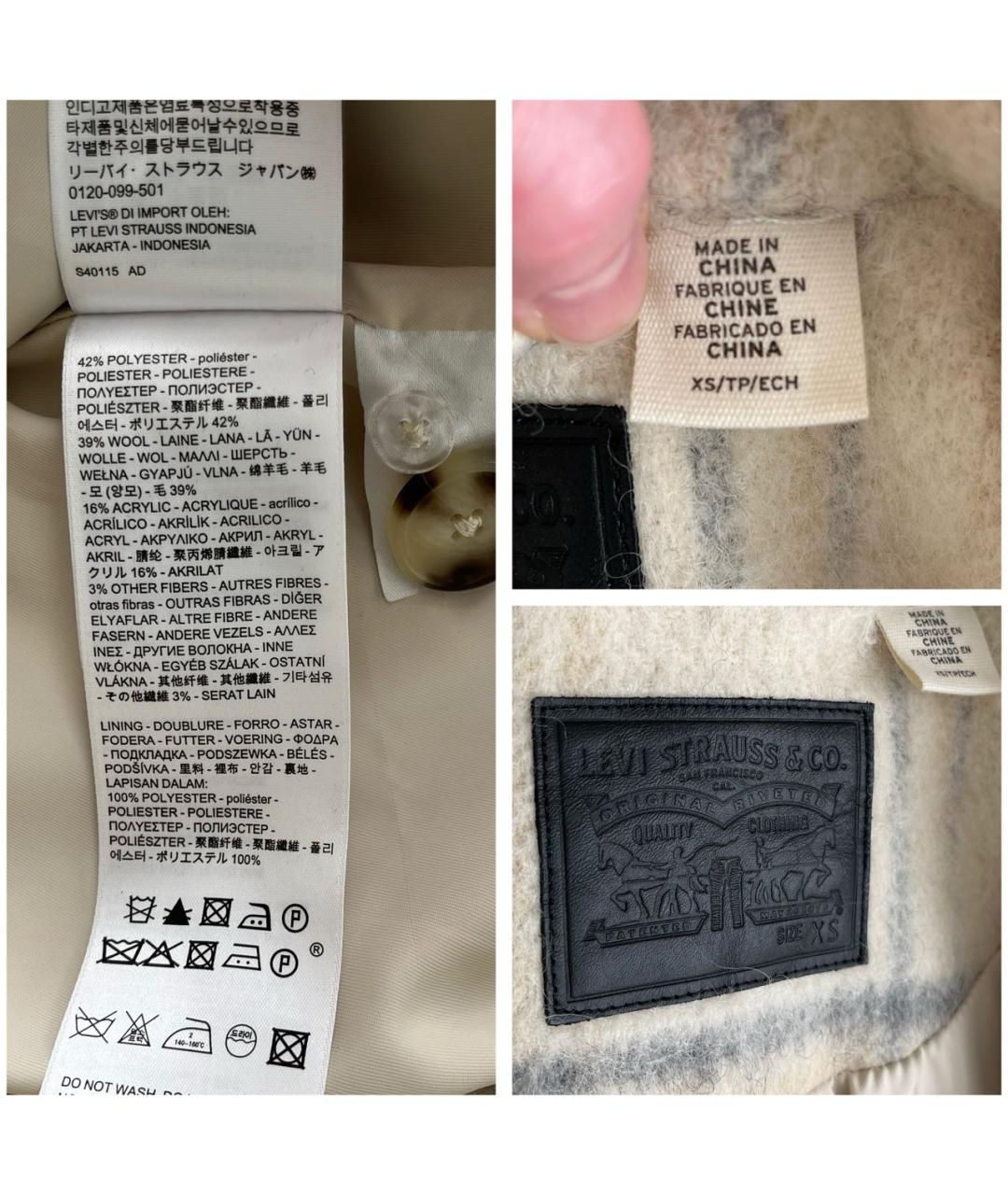 LEVI'S Бежевое шерстяное пальто, фото 6