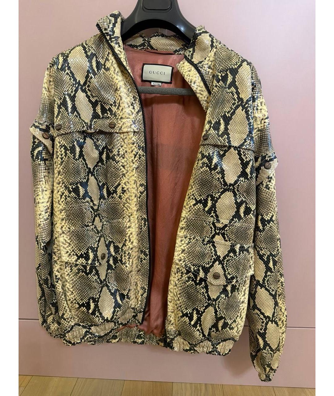 GUCCI Бежевая куртка из экзотической кожи, фото 4