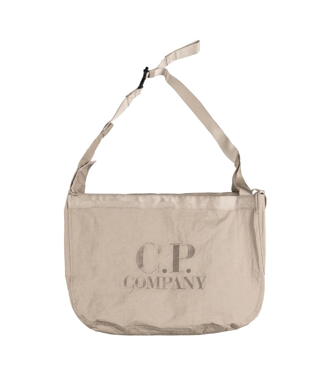 CP COMPANY Бежевая тканевая сумка на плечо, фото 1