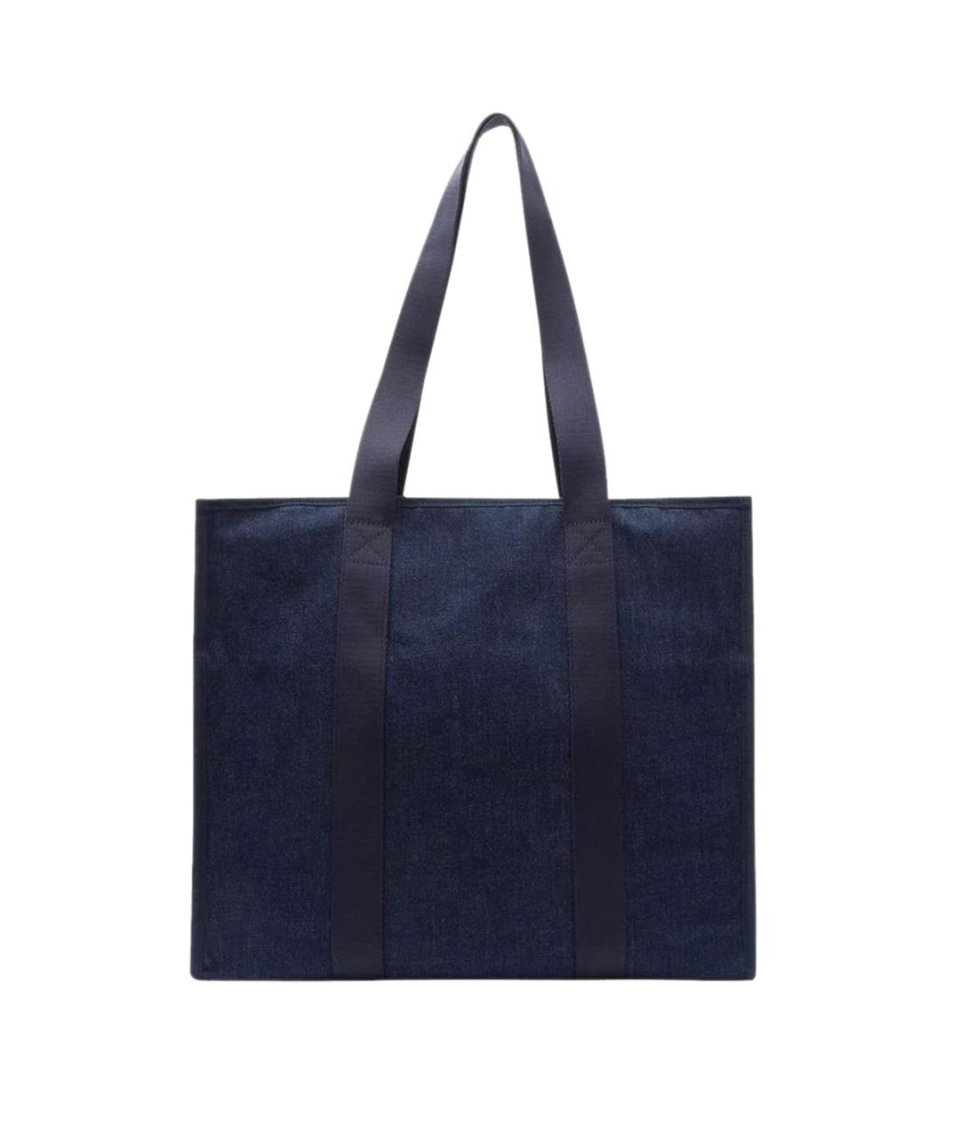 A.P.C. Темно-синяя тканевая сумка тоут, фото 2