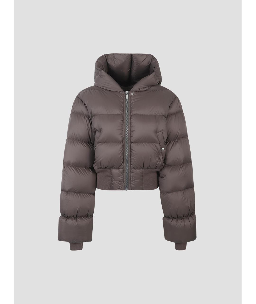 RICK OWENS Серый синтетический пуховик, фото 4