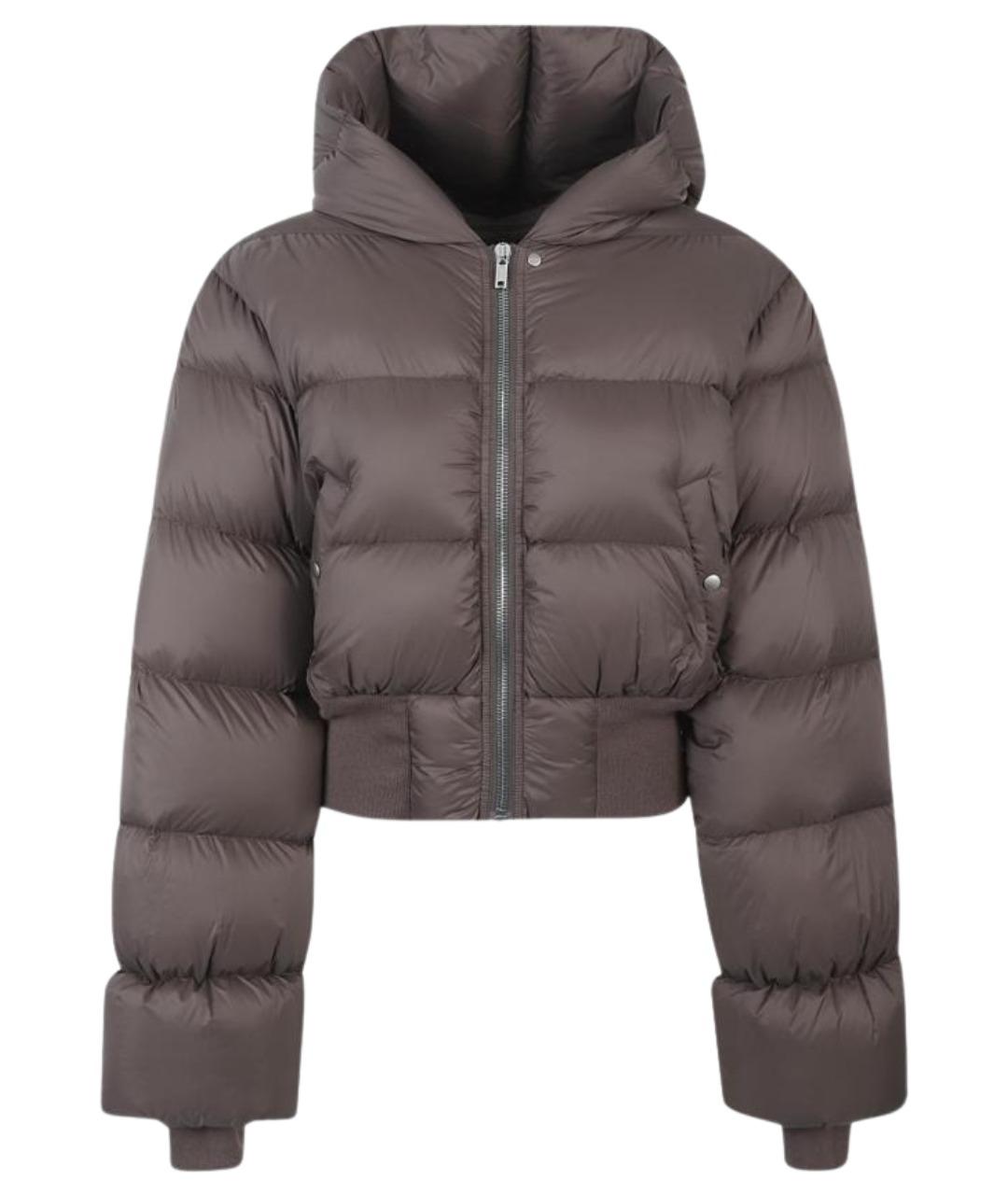 RICK OWENS Серый синтетический пуховик, фото 1